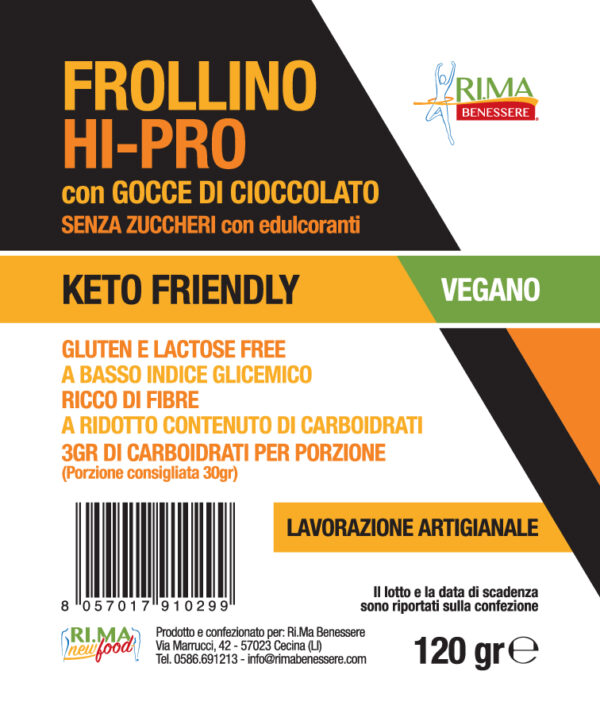 Frollino hi-pro con gocce di cioccolato – keto friendly 120gr